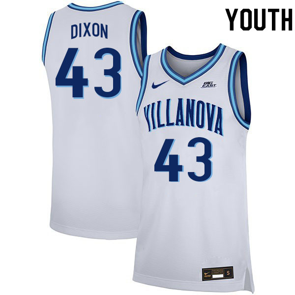 Youth #43 Eric Dixon Willanova Wildcats College 2022-23 Basketball Stitched Jerseys Sale-White